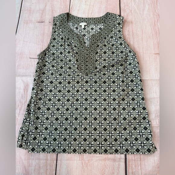 Talbots Size Small TRAPUNTO POPOVER MEDALLION Blouse Top Cotton Shirt - Picture 6 of 8